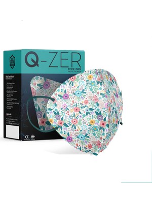 Q-zer Bahar Çiçekleri Desenli Ffp2 N95 Maske Meltblown Katmanlı