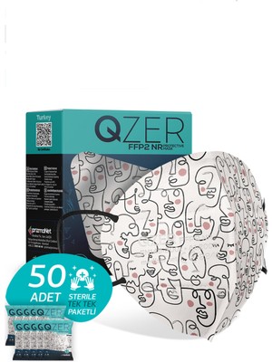 Medizer Qzer One Line Art Desenli Ffp2 N95 Maske 5 Katmanlı