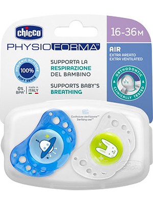 Chicco Air Emzik Silikon Mavi 16-36 Ay 2'li