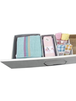 Deyhome 4'lü Çekmece İçi Düzenleyici Organizer Set Gri Çizgili