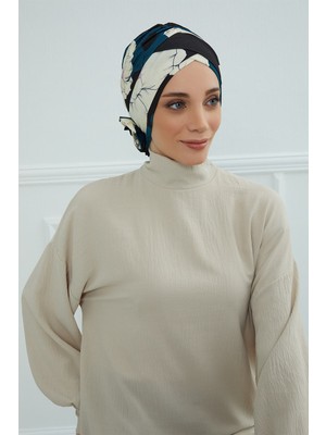 Aisha's Design Desenli Çapraz Güllü Bone,desen 32,B-26YD