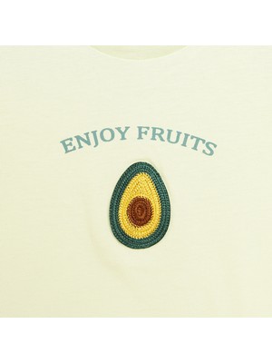Tuffy Meyveler Avokado Nakış Etiketli - Enjoy Fruits Baskılı Tshirt