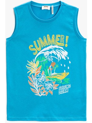 Koton Baskılı Atlet Bisiklet Yaka Pamuklu