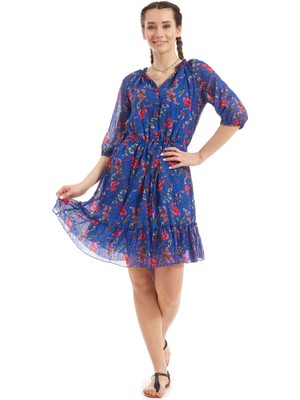 Newbutix Şile Bezi Gelincik Saks Vual Elbise