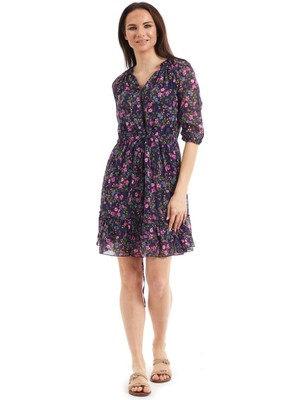 Newbutix Şile Bezi Tomurcuk Koyu Mor Vual Elbise