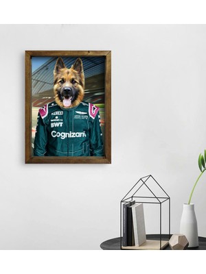 BK Evcil Dostlara Özel Pilot Tasarımlı Portre Doğal Masif Ahşap Çerçeveli Tablo 45X65CM-8