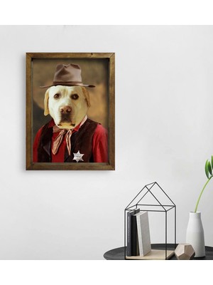 BK Evcil Dostlara Özel Portre Doğal Masif Ahşap Çerçeveli Tablo 45X65CM-22