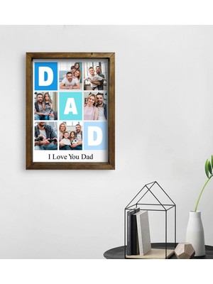 BK Kişiye Özel Dad Temalı Doğal Masif Ahşap Çerçeveli Tablo 45X65CM-1