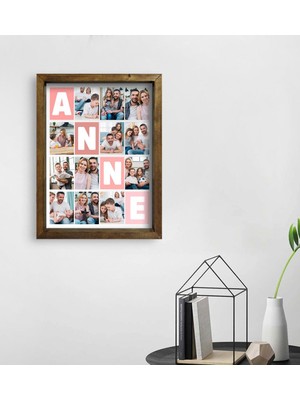 BK Kişiye Özel Anne Temalı Doğal Masif Ahşap Çerçeveli Tablo 45X65CM-1