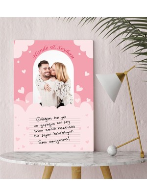BK Kişiye Özel Kendi El Yazın Mesajlı Fotoğraflı Hediye Kanvas Tablo 30X50CM-2