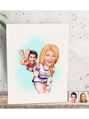 BK Kişiye Özel Sevgililer Karikatürlü Dekoratif Mini Kanvas Tablo 15X20CM-30