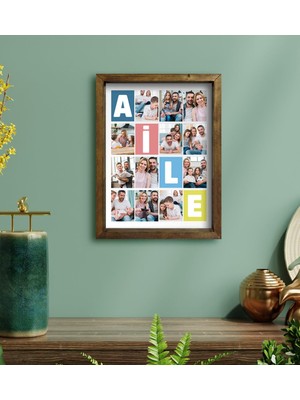 BK Kişiye Özel Aile Temalı Doğal Masif Ahşap Çerçeveli Tablo 30X40CM-1