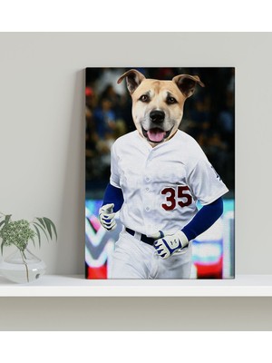BK Evcil Dostlara Özel Beyzbol Oyuncusu Tasarımlı Portre Kanvas Tablo 30X50CM-6