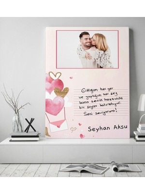 BK Kişiye Özel Kendi El Yazın Mesajlı Fotoğraflı Hediye Kanvas Tablo 50X70CM-1