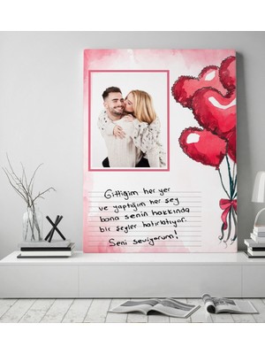 BK Kişiye Özel Kendi El Yazın Mesajlı Fotoğraflı Hediye Kanvas Tablo 50X70CM-3