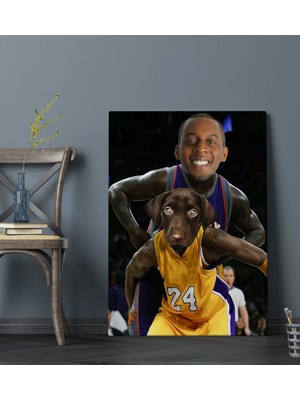 BK Evcil Dostlara Özel Basketbol Oyuncusu Tasarımlı Portre Kanvas Tablo 50X70CM-1