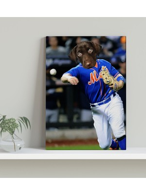 BK Evcil Dostlara Özel Beyzbol Oyuncusu Tasarımlı Portre Kanvas Tablo 30X50CM-1
