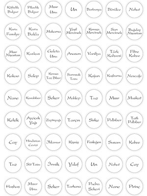 Kutu Ambalaj Baharat Bakliyat Kuruyemiş Kavanoz Etiketi 4 cm 126 Adet Beyaz