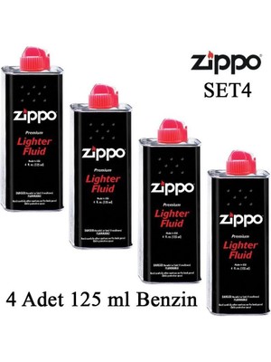 Zippo Premium Çakmak Benzini 4 Adet 125 ml Şık Tasarım ile Hediye Seçeneği Sunar