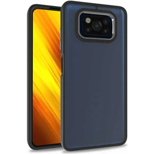 Caseart Xiaomi Poco X3 Kapak Metal Kamera Korumalı Arkası Şeffaf Silikon Kılıf - Siyah