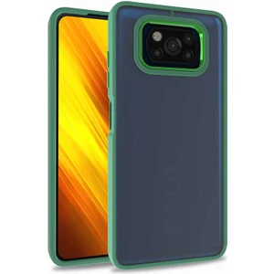 Caseart Xiaomi Poco X3 Pro Kapak Metal Kamera Korumalı Arkası Şeffaf Silikon Kılıf - Yeşil