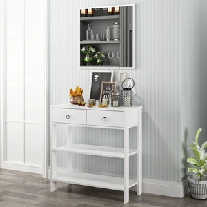 Luke Modern Dekoratif Aynalı 2 Çekmeceli 2 Raflı Dresuar Beyaz