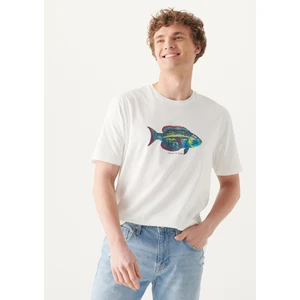 Balık Baskılı Bej Tişört