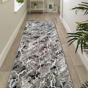 Yıkanabilir Kaymaz Taban Desen 404 Gri Yesil Kesme Yolluk Halı 120 x 100 cm