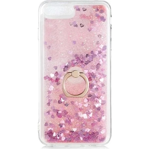 Apple iphone 6 Plus Kılıf Pullu Sulu Yüzüklü Kalp Simli Standlı Silikon Milce Kapak Luxury