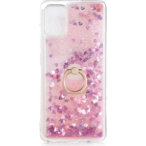 Samsung Galaxy S10 Lite G770 Kılıf Pullu Sulu Yüzüklü Kalp Simli Standlı Silikon Milce Kapak Luxury