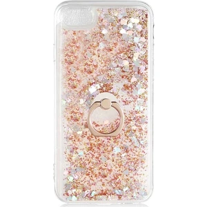 General Mobile Gm 8 Go Kılıf Pullu Sulu Yüzüklü Kalp Simli Standlı Silikon Milce Kapak Luxury