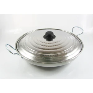 Üzüm Çelik Paslanmaz Krom Kapaklı Saç Tava Kavurma Kamp Sacı 35 cm