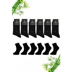 Siyah Renk Yazlık Yarım Konç Erkek Bambu Çorap 6'lı Set
