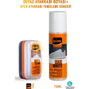 Blink Sport Max White Beyaz Renkli Spor, Deri ve Kumaş Ayakkabı Boyası 75 Ml+Temizleme Süngeri