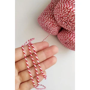 Kırmızı Beyaz Hediye Paketleme Ipi 5 Metre, Marteniçka Bileklik Takı Ipi