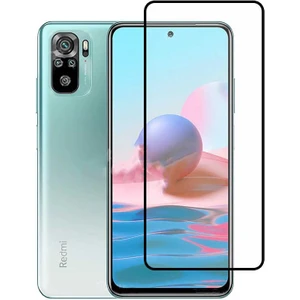 Case 4U Xiaomi Redmi Note 10 / Redmi Note 10s Tam Kaplayan Tamperli Cam Ekran Koruyucu Curved Kırılmaz Kenar Siyah