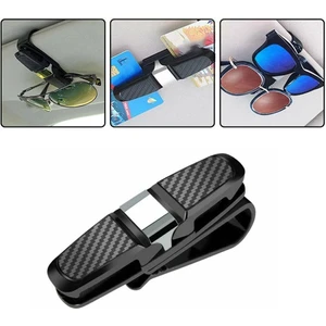 Oto Aksesuarcım Araç Içi Gözlük Kart Tutacağı 2 Klipsli 180° Döner Karbon Desenli