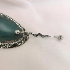 Cerrahi Çelik Minik Yılanlı Köprü Piercing- Bar Uzunluğu 38 mm - 1 Adet