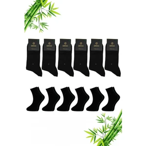 Siyah Renk Kışlık Yarım Konç Erkek Bambu Çorap 6'lı Set