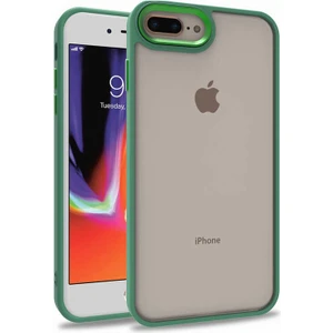 Kzy Apple iPhone 8 Plus Kapak Metal Kamera Korumalı Arkası Şeffaf Silikon Kılıf - Yeşil