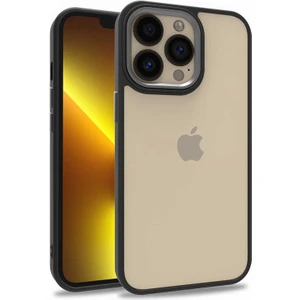 Kzy Apple iPhone 13 Pro Kapak Metal Kamera Korumalı Arkası Şeffaf Silikon Kılıf - Siyah