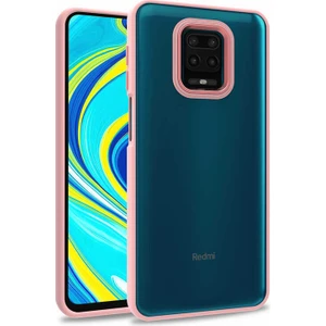 - Xiaomi Redmi Note 9 Pro - Kılıf Arkası Şeffaf Kamera Çevresi Parlak Zıt Renkli Flora Kapak - Rose Gold - T22867