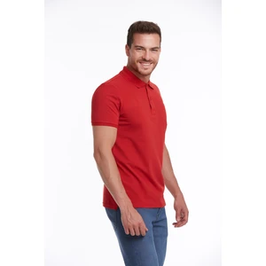 Erkek Kırmızı Regular Fit %100 Pamuk Polo Yaka Tişört