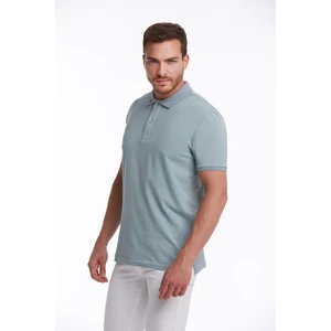 Erkek Mavi Regular Fit %100 Pamuk Polo Yaka Tişört