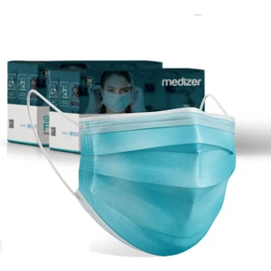 Medizer Full Ultrasonik Cerrahi Ağız Maskesi 3 Katlı Spunbond Kumaş 100 Adet - Burun Telli - Mavi