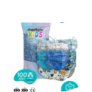 Medizer Full Ultrasonik Cerrahi Burun Telli Erkek Çocuk Maskesi 100 Adet