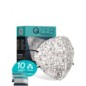 Qzer One Line Art Desenli Ffp2 N95 Maske 5 Katmanlı