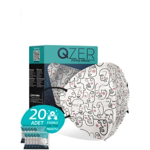Qzer One Line Art Desenli Ffp2 N95 Maske 5 Katmanlı