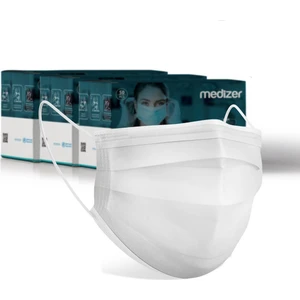 Medizer Full Ultrasonik Cerrahi Ağız Maskesi 3 Katlı Spunbond Kumaş 150 Adet - Burun Telli - Beyaz