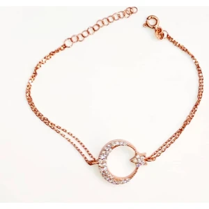 Taşlı Ay Yıldız Rose Gümüş Bileklik